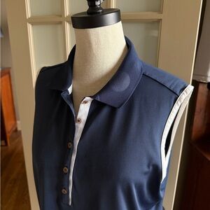 NIKE GOLF ⛳️ Women’s Navy & White Dri-Fit Sleeveless Perf Golf Shirt - Size LRG